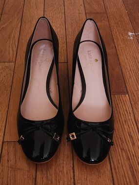 Kate Spade Black Patent Leather Block Heel Pump